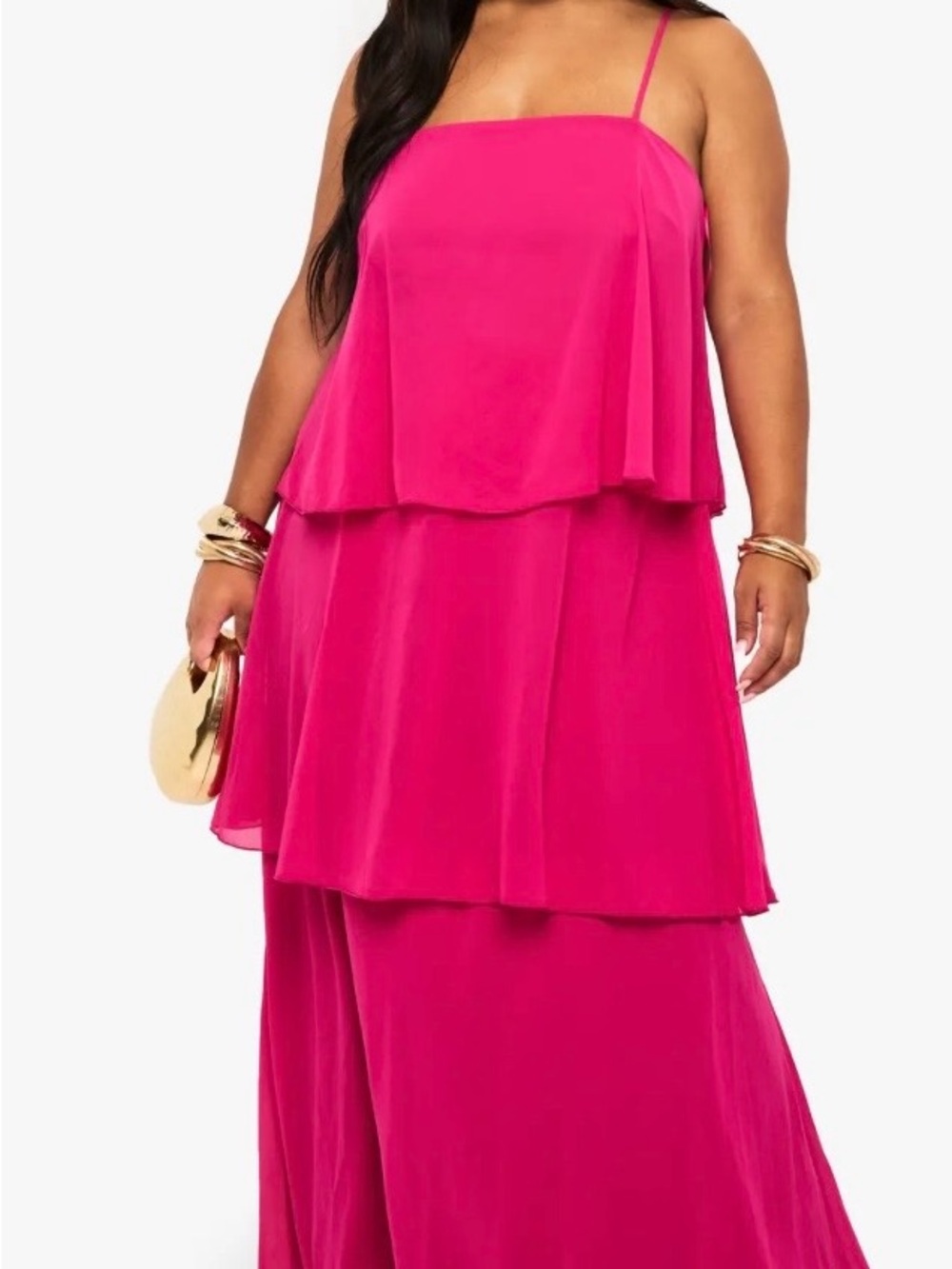 Boohoo Bright Pink Tiered Maxi Dress